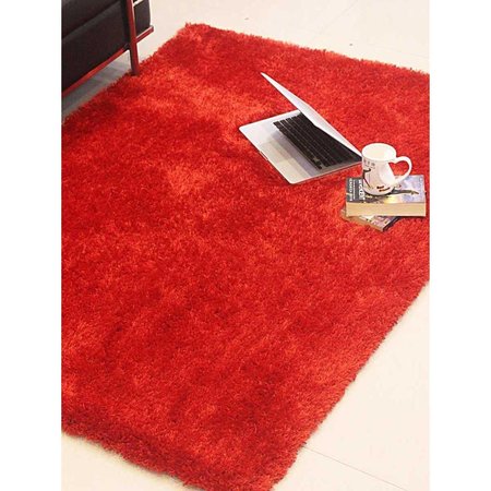 GLITZY RUGS Hand Tufted Shag Polyester 6 x 9 ft. Solid Area Rug, Red UBSK00102T0026A11